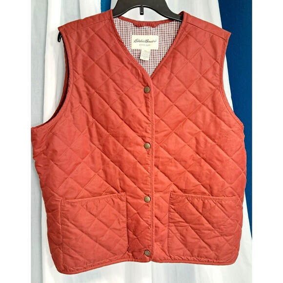 Women’s Eddie Bauer Quilted Vest Cardinal Red Size XXL Button Close - Picture 2 of 10